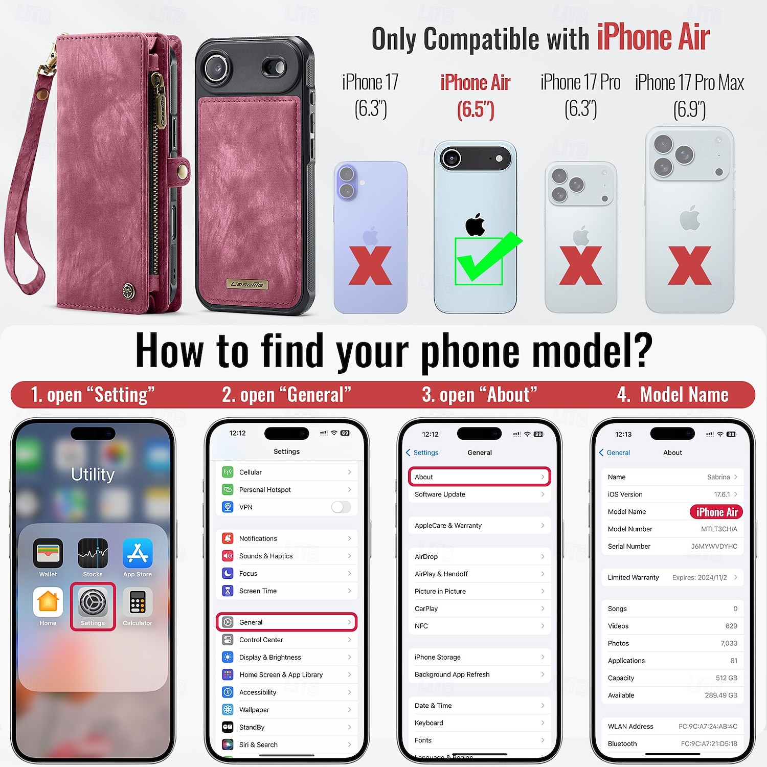 telefono Custodia Per iPhone 17 Pro Max 17 Air 17 Custodia Portafoglio Rimovibile Cerniera Supporta la Ricarica Wireless TPU Pelle PU del 2026 a $31.99 –P14
