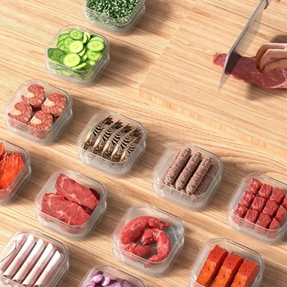 Lednička mražené maso box na konzervaci potravin průhledná mrazicí nádoba na maso a zeleninu s víkem chladnička mražené maso přihrádka na maso mrazák box na uchovávání čerstvého jídla 2026 - $10.49 –P11