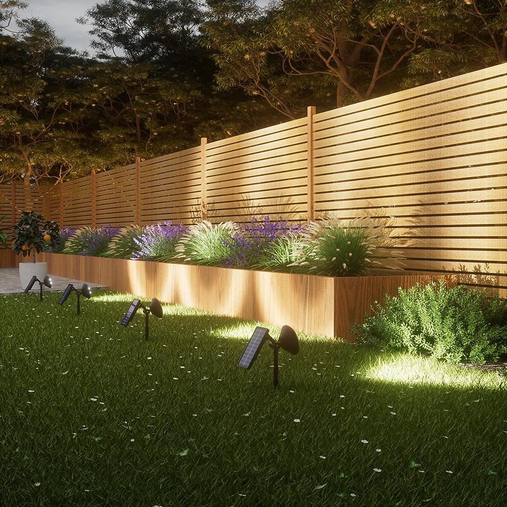 Luces solares para árboles, focos exteriores, apliques impermeables para exteriores, iluminación de patios y jardines, luces solares de atardecer, luces navideñas para el hogar, patio, garaje, césped 2025 - $21.99 –P7