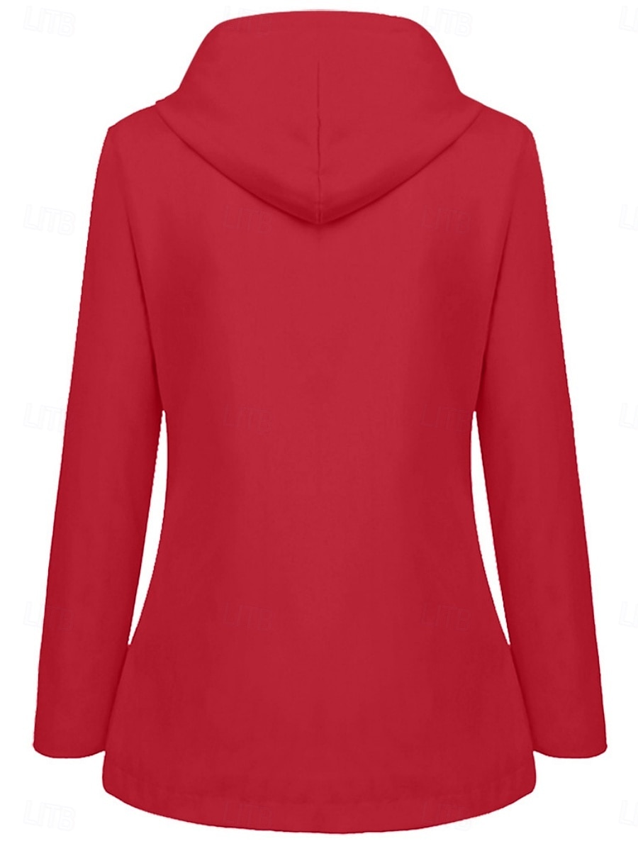 Damen Kapuzenjacke Wasserdicht Bequem Tasche Knöpfe Lässig Einfach Urlaub Straße Lässig Alltagskleidung Einreihig Regulär Mit Kapuze Normale Passform Langarm Oberbekleidung Gelb Rote Marineblau 2025 - $36.99 –P9