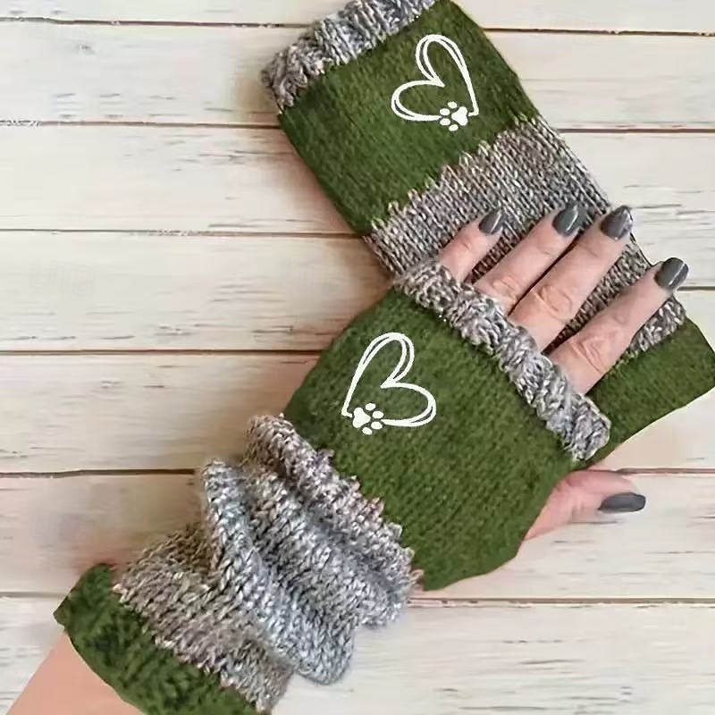 Women's 1 Pair Fingerless / Winter Gloves / Knitted Gloves Streetwear / Outdoor Gloves - Heart / Print 2026 - $16.99 –P3