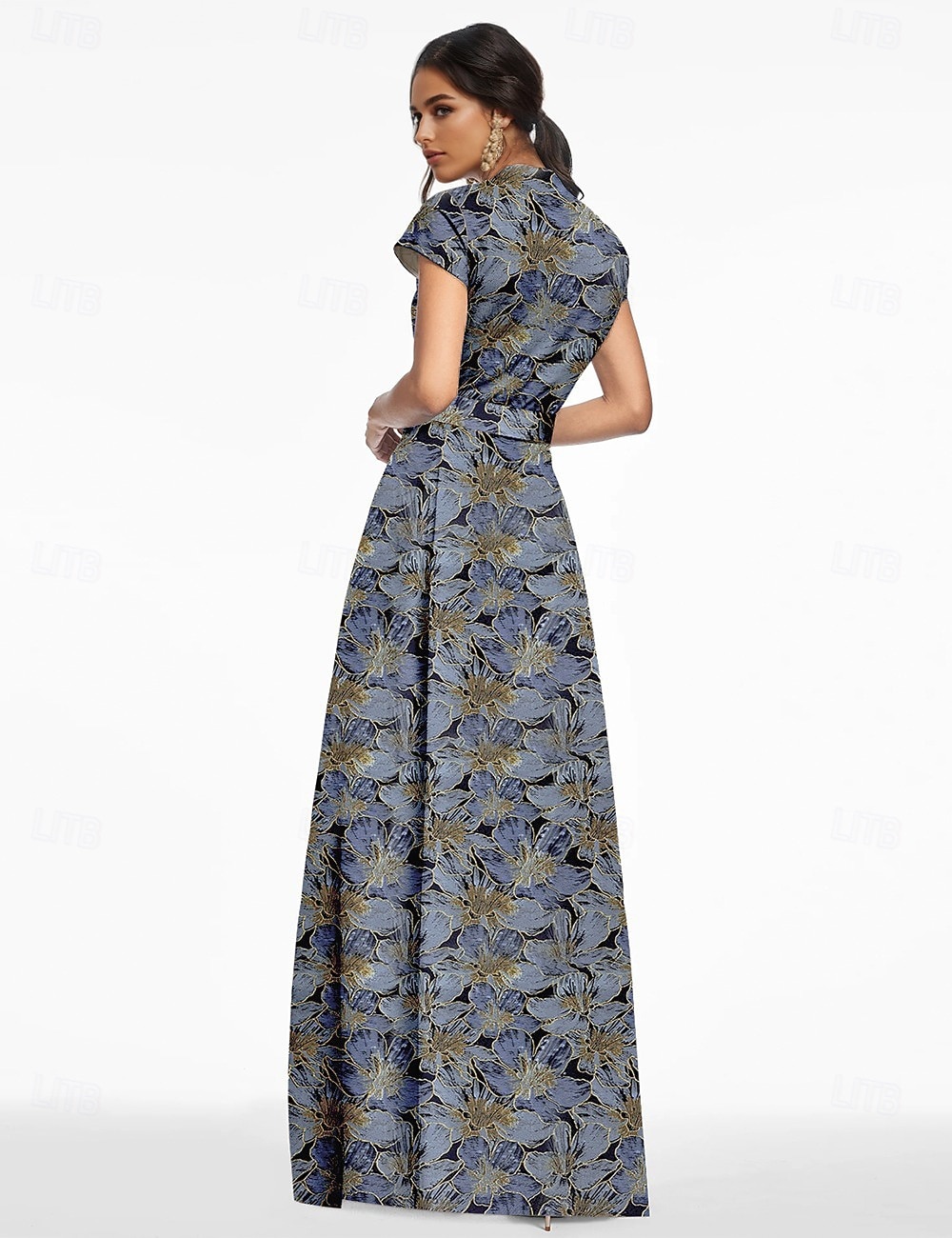 A-Line Floor Length Wedding Guest Dress Formal Dresses Evening Gown Mother of the Bride Dress Short Sleeve V Neck Elegant Vintage Wedding Formal Nylon with Slit Pocket 2026 - $186.99 –P9