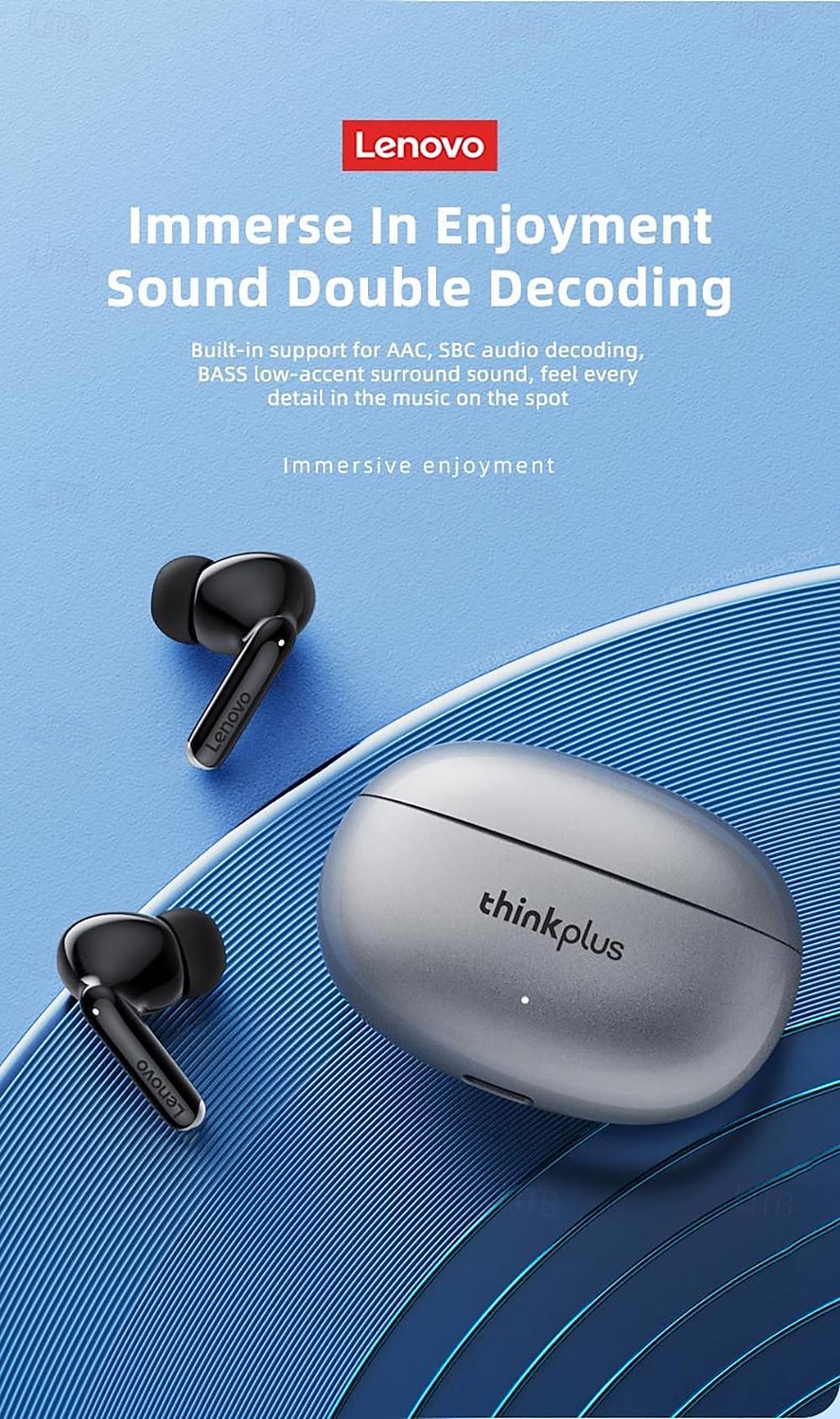Беспроводные наушники Lenovo XT88 TWS с Bluetooth 5.3, эргономичный дизайн, глубокие басы, наушники-вкладыши для Apple, Samsung, Huawei, Xiaomi, Mi, для бега, повседневного использования, путешествий, 2026 - $29.99 –P4