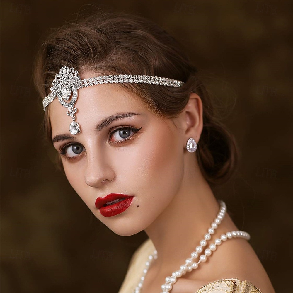 Cerchietto flapper da donna anni '20 con strass - accessorio per capelli vintage in stile Gatsby con perline di cristallo per feste retrò, matrimoni o eventi in costume del 2026 a $11.99 –P6