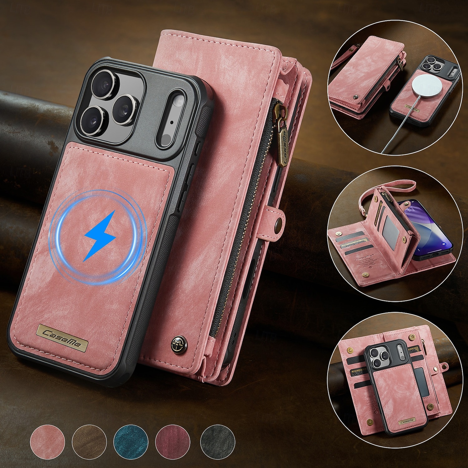 telefono Custodia Per iPhone 17 Pro Max 17 Air 17 Custodia Portafoglio Rimovibile Cerniera Supporta la Ricarica Wireless TPU Pelle PU del 2026 a $31.99 –P3