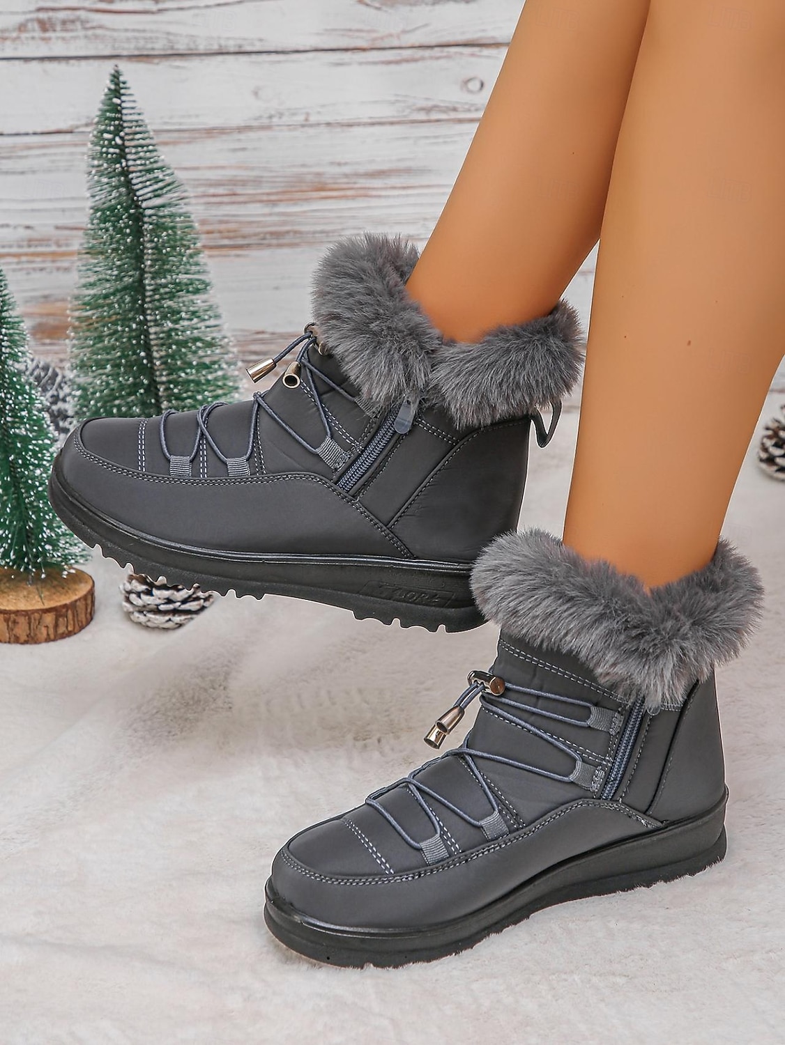 wasserdichte Schneestiefel für Damen mit Kunstfellfutter – Winterstiefel zum Schnüren mit Reißverschluss und verstellbaren Schnürsenkeln, in mehreren Farben erhältlich 2026 - $34.99 –P2