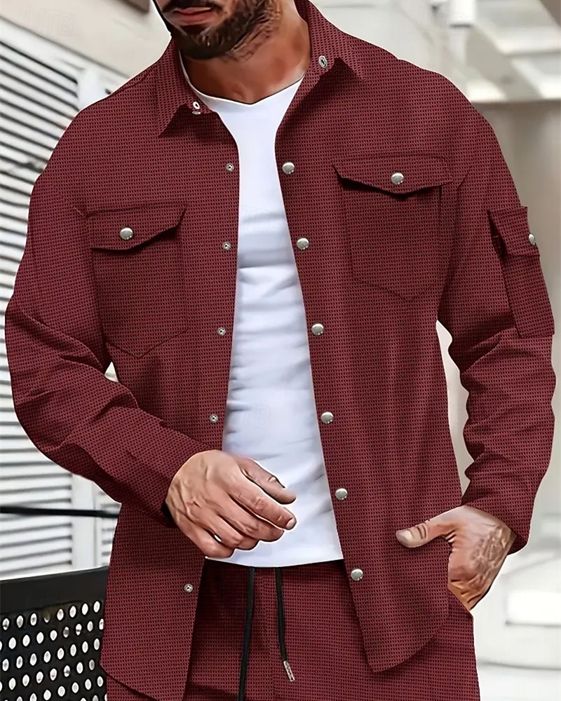 Herren Hemd Sommerhemd Freizeithemd Knopfhemd Schwarz Weiß Gelb Rosa Wein Langarm Einfach Revers Urlaub Hawaiianisch Tasche Bekleidung Polyester Mode Lässig Bequem 2025 - $31.99 –P8