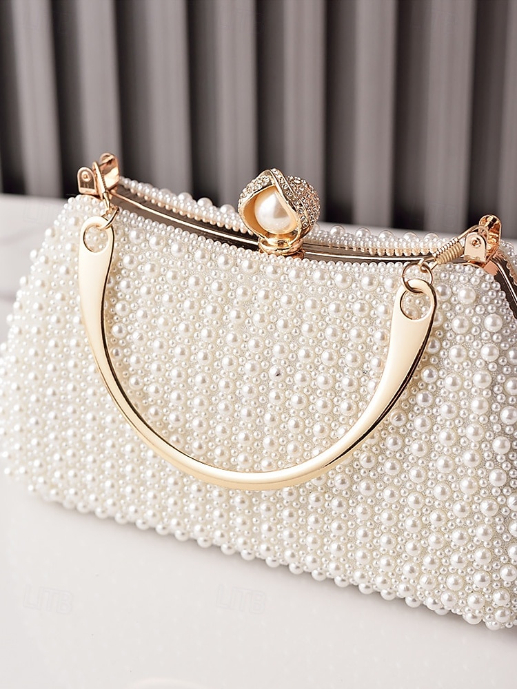 Geantă de seară tip clutch pentru femei cu perle și mâner auriu, geantă elegantă pentru nunți, cocktailuri și evenimente formale – disponibilă în mai multe culori 2026 - $32.99 –P9