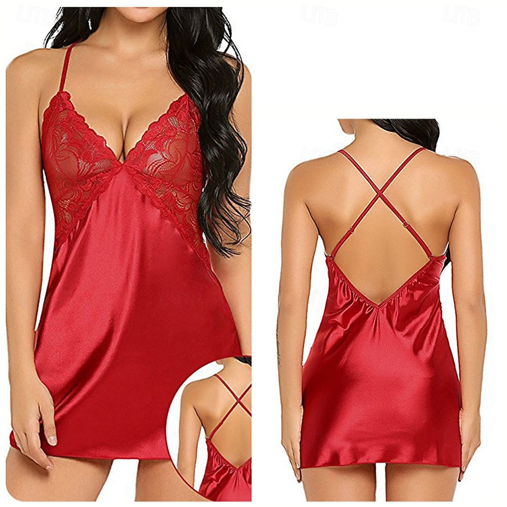 Camisola Babydoll Lingerie Vestido de Malha e Renda Roupa Noturna Fancy para Adultos Novo Ano Festa de Casa Presente de Dia dos Namorados para Ela de 2026 por $20.99 –P4