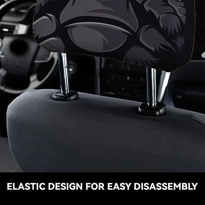2 stuks schattige dieren auto hoofdsteun hoes - dubbelzijdig bedrukt ontwerp, elastische niet-gevulde pasvorm autostoel beschermers, krasbestendige hoofdsteun decoratie voor auto's, vrachtwagens, 2025 - $9.99 –P16