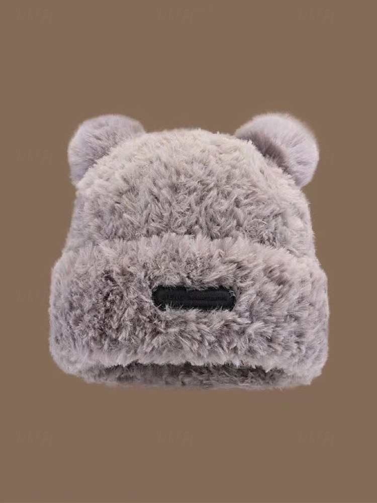 Damska świąteczna czapka nausznik z futerkiem w kształcie misia, wielofunkcyjne, przytulne, zimowe nakrycie głowy z pomponami, stylowy i ciepły dodatek świąteczny 2026 - $9.99 –P8