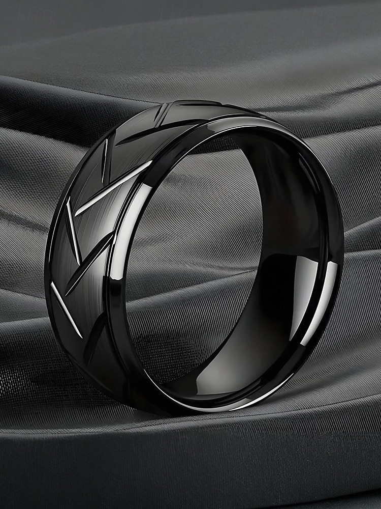 Inele bărbătești din oțel inoxidabil cu model geometric – o curea modernă și durabilă pentru ținute casual, formale și de nuntă 2025 - $8.99 –P8