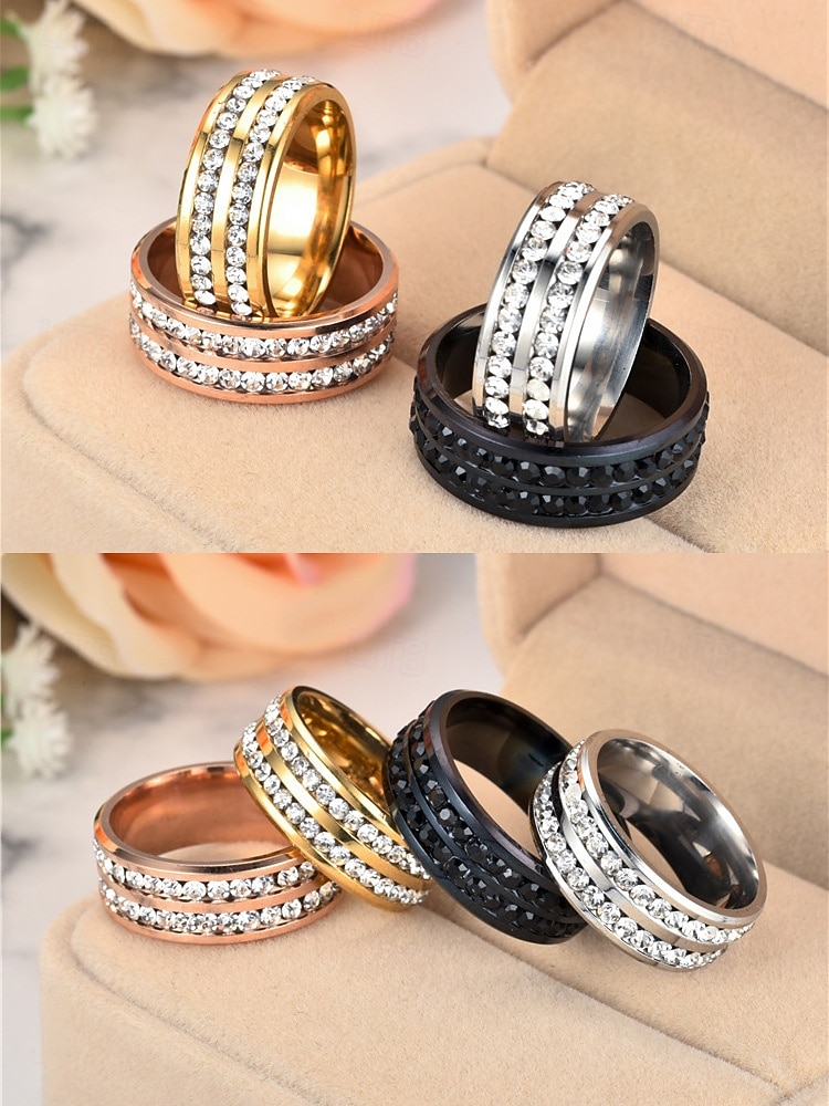 Miesten jouluinen titaaniterässormus punaisilla ja sinisillä kristallikivillä, useita värejä, täydellinen juhlamuotiin ja lahjaksi 2026 - $9.99 –P9