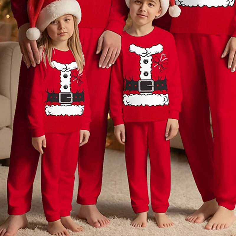 Családi nézés Karácsony Karácsonyi családi pizsama Pizsamák Családkészletek Grafika Otthon Nyomtatott Rubin Hosszú ujj Napi Hozzá illő ruhák 2025 - $21.99 –P3