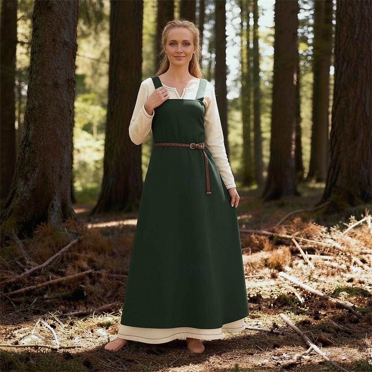 γυναικεία μεσαιωνική ποδιά βίκινγκ φόρεμα με δεμένη πλάτη τουνίκ σετ φόρεμα 2 τμχ για larp ren faire αποκριάτικο φόρεμα για πάρτι της αναγέννησης 2026 - $77.99 –P13