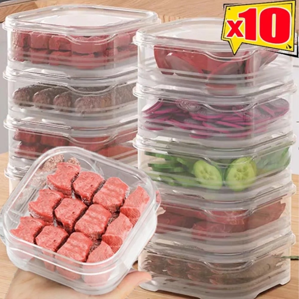 Lednička mražené maso box na konzervaci potravin průhledná mrazicí nádoba na maso a zeleninu s víkem chladnička mražené maso přihrádka na maso mrazák box na uchovávání čerstvého jídla 2026 - $10.49 –P2