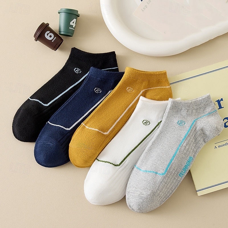 Pánské 5 párů Vícenásobné balení Ponožky Koşu Çorapları Ponožky pro běžné nošení Duhová Barva Slátanina Písmena Dovolená Sporty a outdoor Denní Základní Střední Jaro Podzim Módní Na běžné nošení 2026 - $4.99 –P9