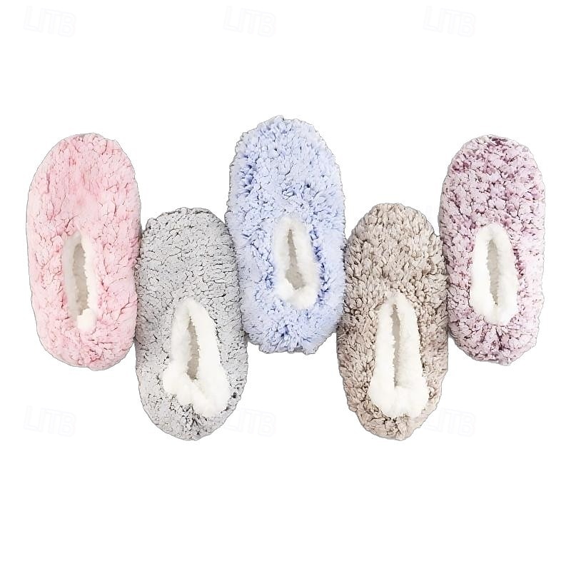 damesokker med fuzzy stjernemønster på gulvet, tykke bomulls-plysj-tøffelsokker for vinterhjemmet eller søvn, varme, koselige sklisikre innesokker 2026 - $12.99 –P10