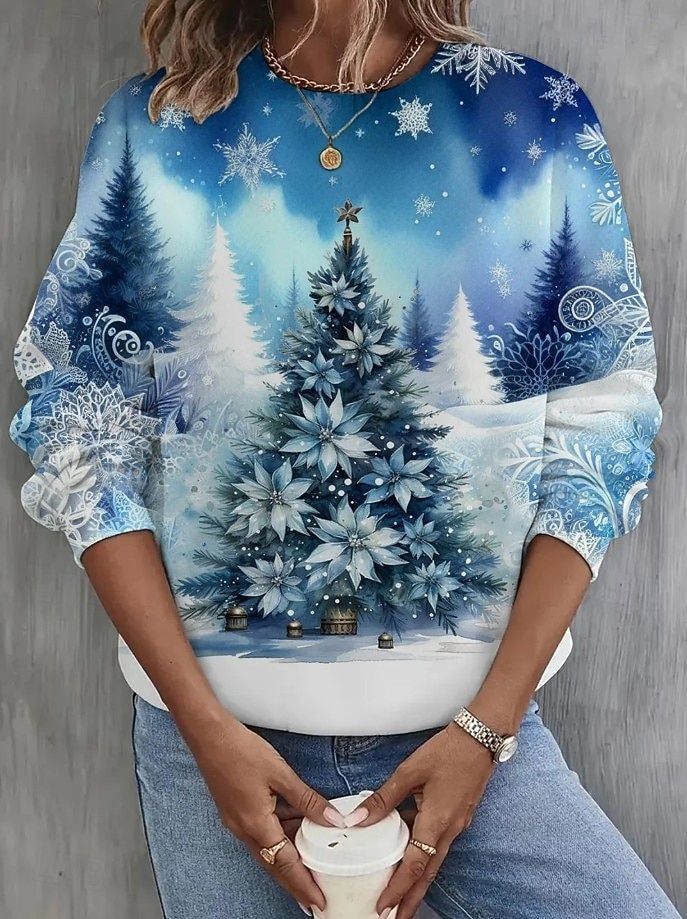 Dámské Svetrová mikina Kapucky Grafika Vánoční stromek Vánoce Módní Na běžné nošení Dlouhý rukáv Tričkový Běžné topy ulice Na den Ležérní Tisk Vodní modrá Světlá růžová Trávová zelená Podzim Zima 2025 - $28.99 –P3