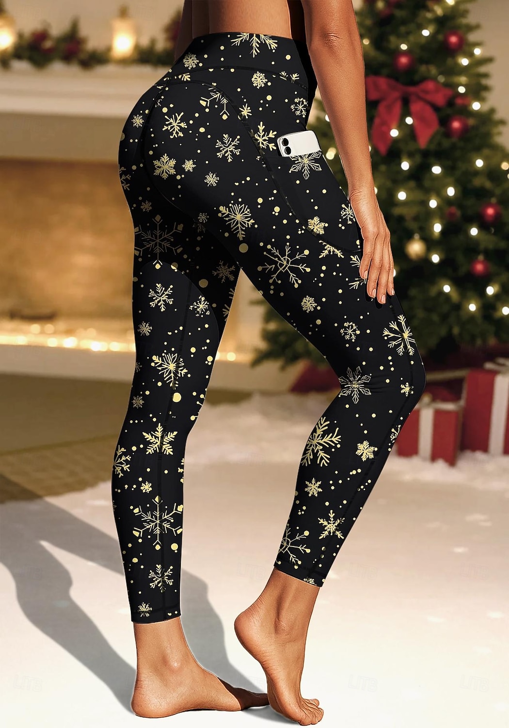 Women's pilates leggings fitness pants Gym Leggings Pockets Stamp Duty Side Pockets Pilates Gym Gym Workout Pants Tights Leggings Christmas Black Sports Activewear Stretchy Tight Fit 2026 - $21.99 –P1