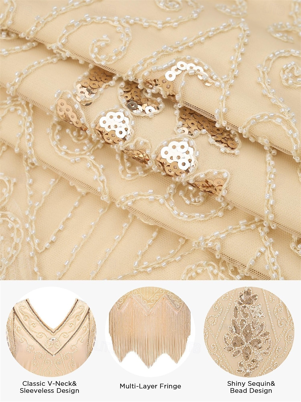 Set Anni Ruggenti Anni 1920 Lunghezza al ginocchio Abito Flapper Abito da cocktail Costume di fantasia con accessori Maniche corte Il grande Gatsby Ragazza Flapper Paillettes Frangia con nappe Scollo del 2026 a $57.99 –P3