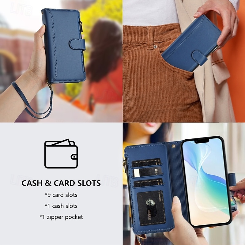 Phone Case For iPhone 17 Pro Max 17 Air 17 16 Pro Max Plus 13 Pro Max Mini Wallet Case Shockproof Retro PU Leather 2026 - $18.99 –P12
