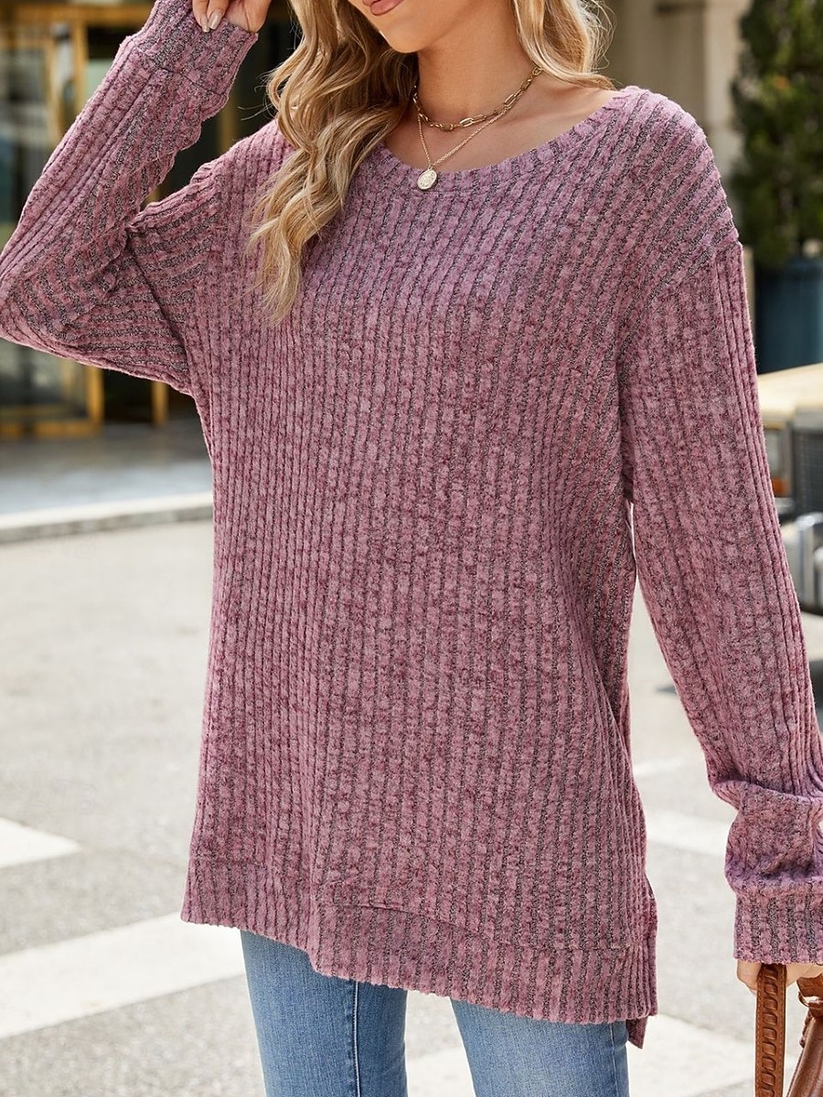 Naisten Pusero Yhtenäinen väri Tyylikäs Vapaa-aika Pitkähihainen Tiukka pyöreä kaula-aukko Tavalliset topit Päivittäin Rypytetty Ruohonvihreä Musta Punastuvan vaaleanpunainen Viini Sininen Kevät 2025 - $23.99 –P3