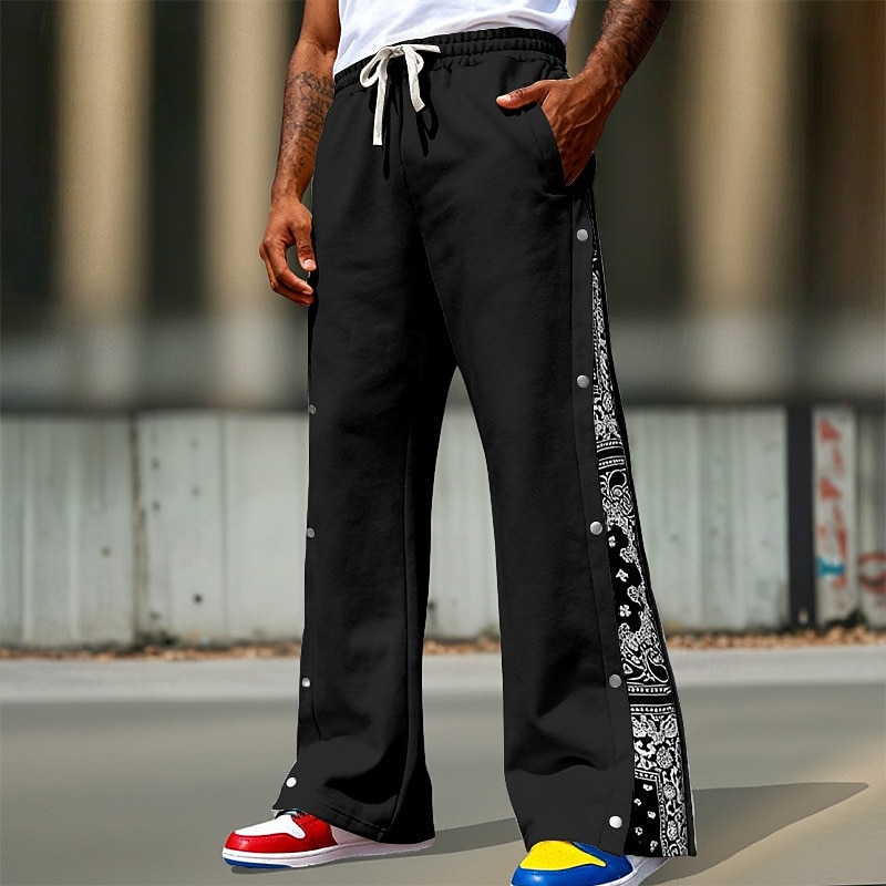 Homens Calças Esportivas Calça de moletom com pernas largas Calças Calças largas Com Cordão Cintura elástica Botão Lateral Bloco de cor Tecido Pavio Humido Respirável Comprimento total Esportes de 2026 por $25.99 –P2