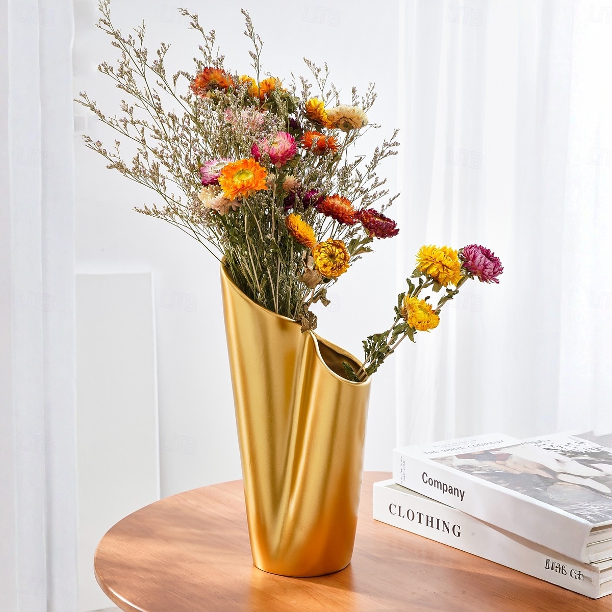 1 db egyszerű és kreatív, kétlyukú gyantás váza modern lakberendezési tárgy nappaliba, tévészekrénybe, virágkompozíció, szárított virág lakberendezési tárgy nappali előszoba dekoráció 2026 - $19.99 –P8