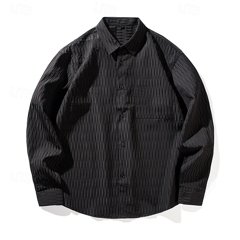 Homens Camisa Social Camisa casual camisa de praia camisa de botão Camisa de algodão Preto Branco Verde Manga Longa Côr Sólida Tecido Aberto para a Lateral Férias Casual Bolsos Roupa Moda Moderna de 2026 por $25.99 –P7