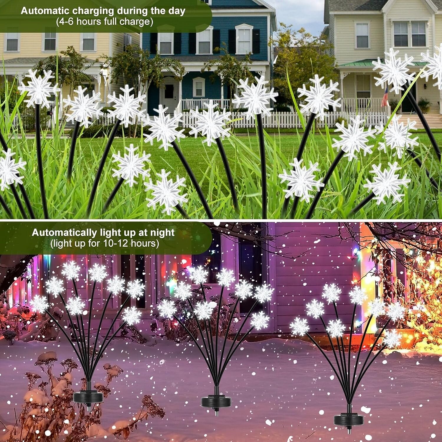 2 Pcs  Lights 8-head outdoor solar waterproof  snowflake shaped swinging plug-in lamp courtyard garden lawn party atmosphere decoration Lights landscape lamp 2026 - $21.99 –P6