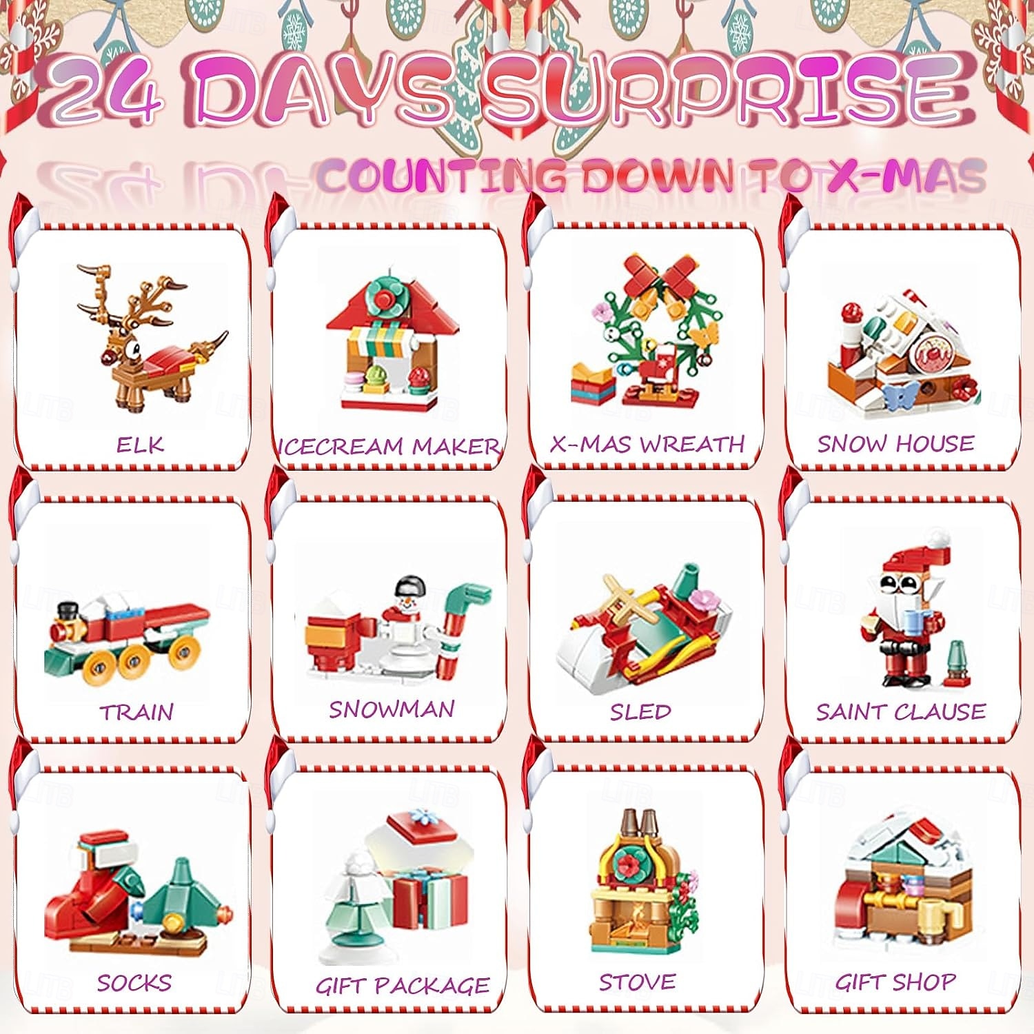 Jul adventskalender byggklossar för barn julnedräkning present, överraskningsleksak presentask för pojkar flickor ålder 6-12, 6-i-1 jultomten, julgran, tåg &husbyggset, julklapp för barn från 6 år 2025 - $32.99 –P5