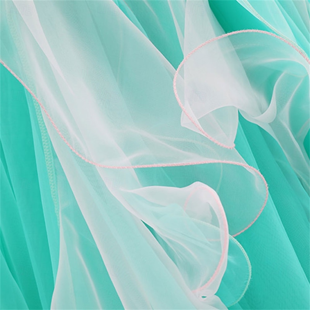 abito da ballo da sala da donna, elegante, con volant, strass, spalle scoperte, abito da competizione per valzer, foxtrot, tango – verde menta del 2026 a $404.49 –P7