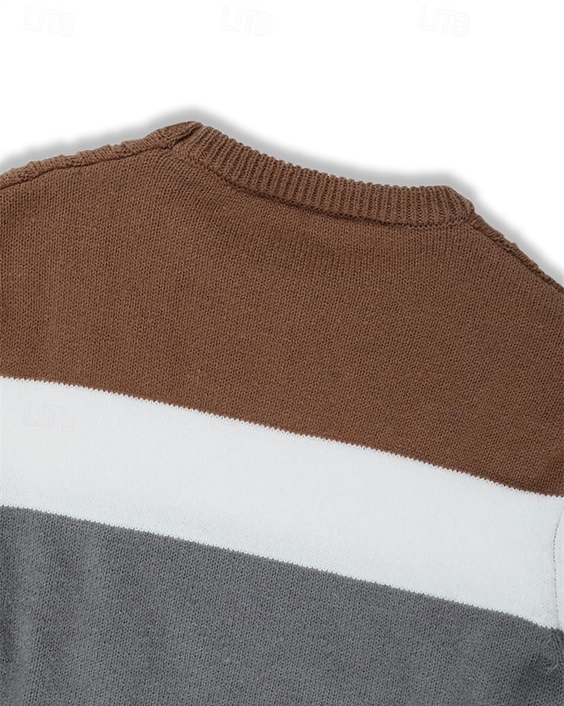 Męskie Sweter sweter Sweter z dzianiny Prążkowany Robić na drutach Zwykłe topy Dzianiny Kolorowy blok Półgolf Moda Podstawowy Urlop Dzienne zużycie Odzież Jesień Zima Biały Czerwony S M L 2026 - $34.99 –P6