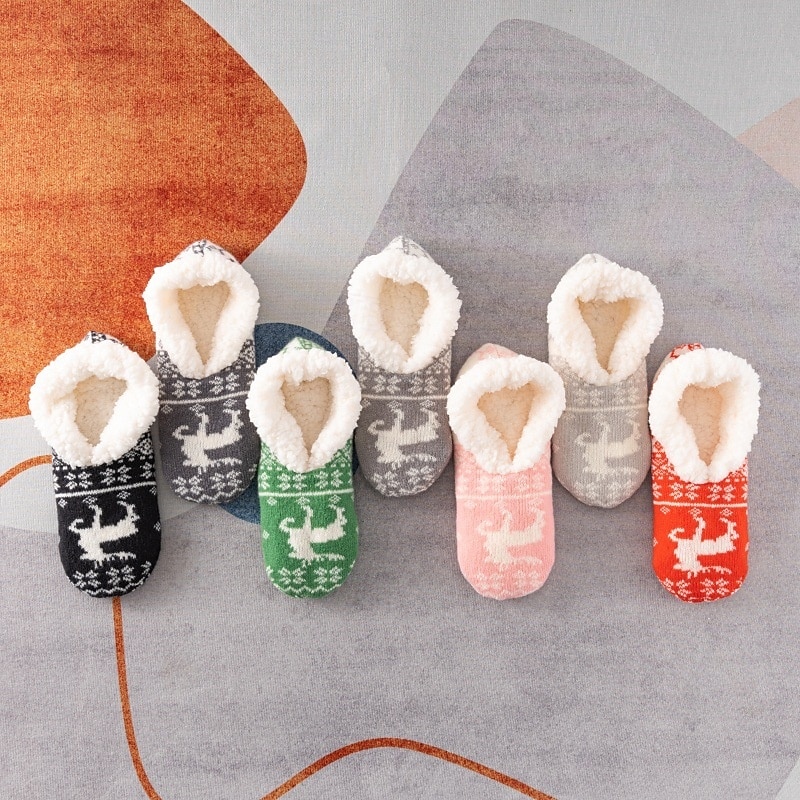 Damskie skarpetki podłogowe z wzorem gwiazdek, grube bawełniane pluszowe kapcie na zimę do domu lub do spania, ciepłe, wygodne, antypoślizgowe skarpetki do noszenia w domu 2026 - $12.99 –P20