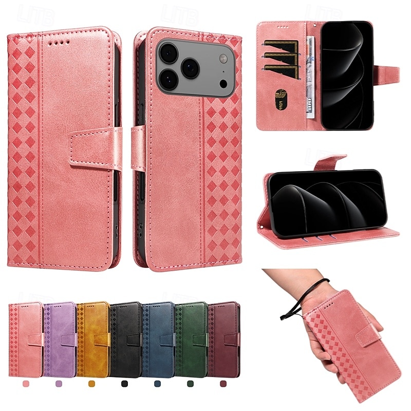 telefone Capinha Para iPhone 17 Pro Max 17 Air 16 15 14 Pro Max Plus 16e 13 Pro Max Mini Capa para Cartão Wallet Proteção de corpo inteiro com cordão Antichoque Retro Couro PU de 2025 por $11.99 –P15