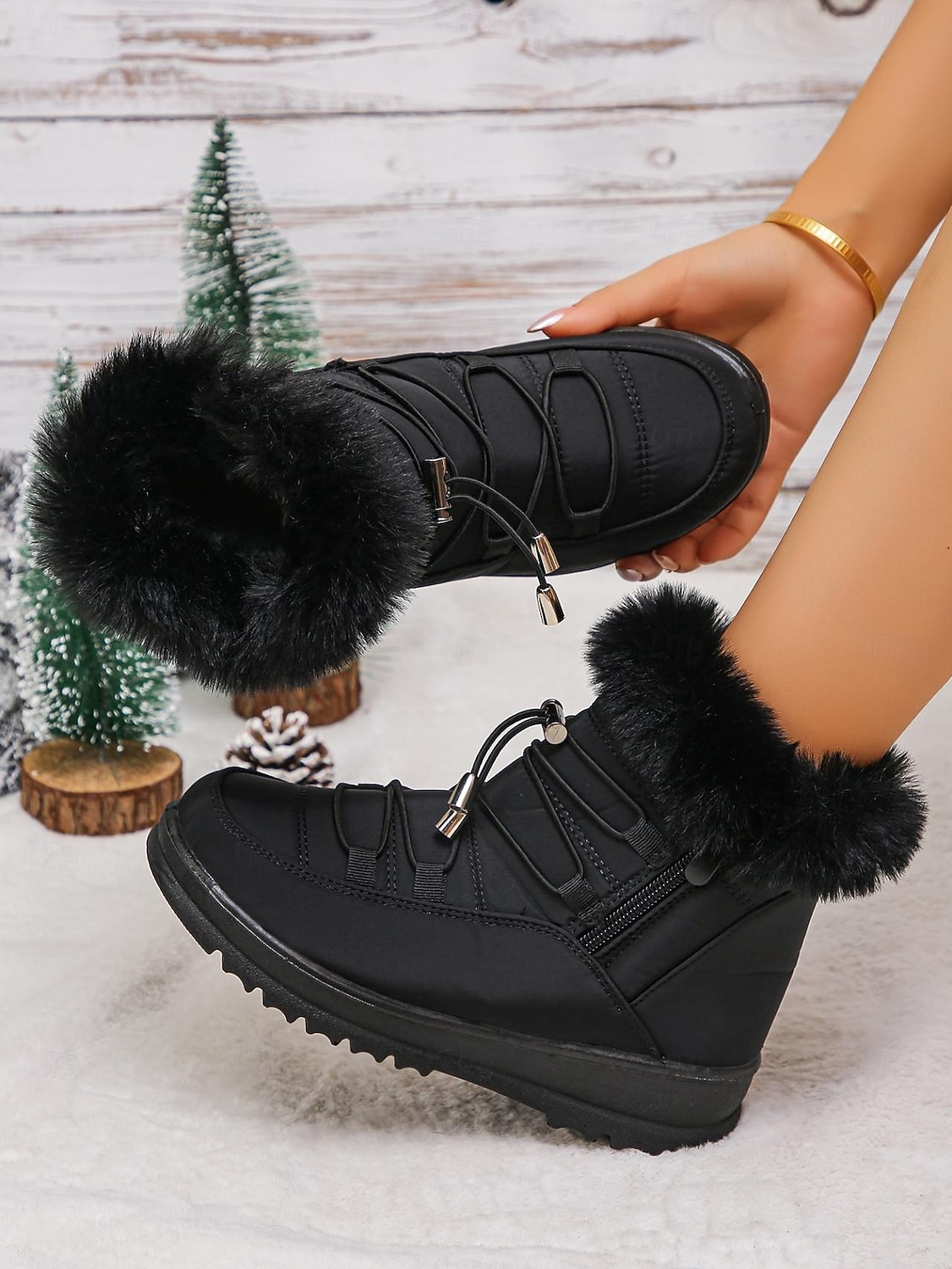 wasserdichte Schneestiefel für Damen mit Kunstfellfutter – Winterstiefel zum Schnüren mit Reißverschluss und verstellbaren Schnürsenkeln, in mehreren Farben erhältlich 2026 - $34.99 –P5