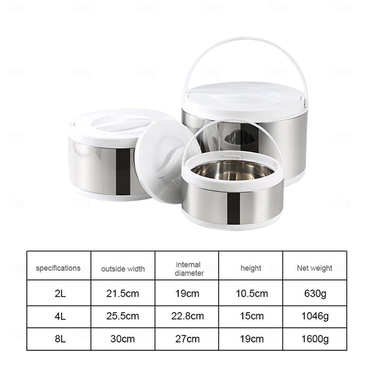 Contenitore termico per alimenti in acciaio inossidabile da 3 pezzi, contenitore termico portatile a prova di perdite per zuppa da viaggio, campeggio all'aperto, bianco del 2025 a $85.99 –P16