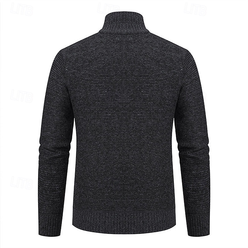 Męskie Sweter Rozpinany Przycięty sweter Sweter z zamkiem Sweter z dzianiny Prążkowany Robić na drutach Zwykłe topy Niejednolita całość Kieszeń Równina Kołnierz stawiany Moda Klasyczny Urlop Dzienne 2025 - $35.99 –P12