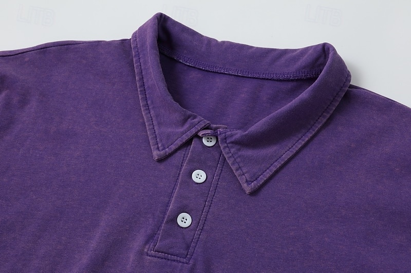 Herren Polo Geschäft Lässig Revers Langarm Bequem Büro Einfarbig Knöpfe Frühling & Sommer Normale Passform Dunkelbraun Rubinrot Violett Schwarz Hellgrün Rosa Polo 2025 - $16.49 –P10