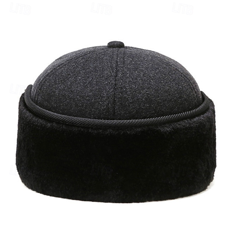 2026年 男性用 耳あて付き帽子 冬の帽子 ウィンターウォームキャップ 耳あて付き冬用野球帽 冬用野球帽 ブラック グレー ポリエステル ファッション 現代コンテンポラリー デイリーウェア デート 単色/無地 保温 防風  コレクション – $9.49 –P5