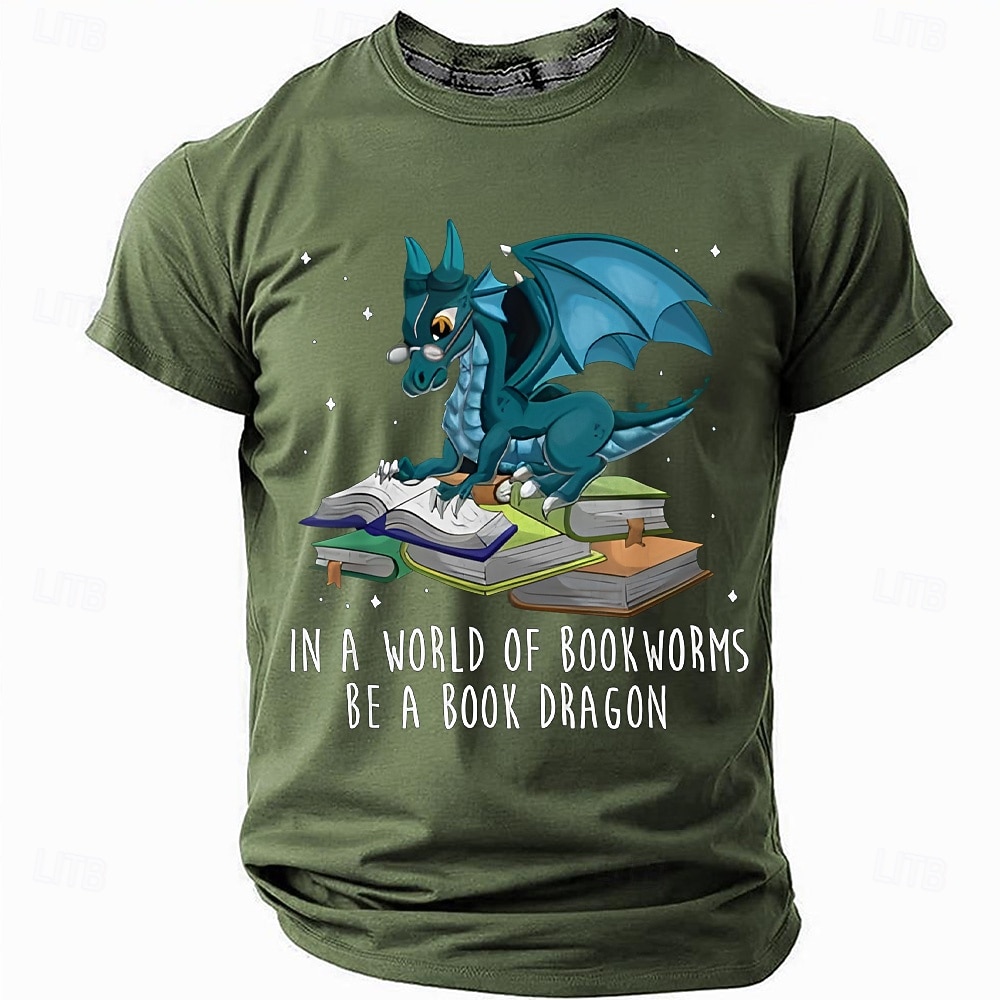 Funny 'Book Dragon' Reading T-Shirt, Fantasy Dragon and Books Graphic Tee for Book Lovers and Readers 2025 - $19.99 –P2