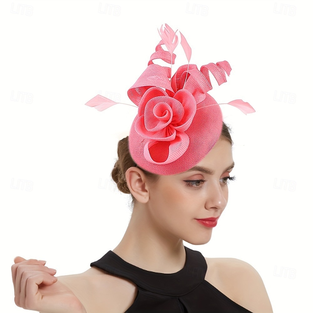 fascinators Linfrø Bomullsstoff Fedora Bryllup Te Fest Hesteløp cocktail Elegant Årgang Romantikk Med Fjær Sløyfe Hodeplagg Hodeplagg 2026 - $22.99 –P4