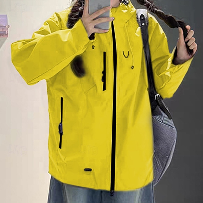 Men's Solid Colored Hooded Jacket Full Zip Jacket Fall / Winter with Pockets Long Sleeve Athleisure Waterproof Windproof Hiking Running Outdoor Black Yellow Pink Sportswear Activewear 2026 - $47.99 –P9