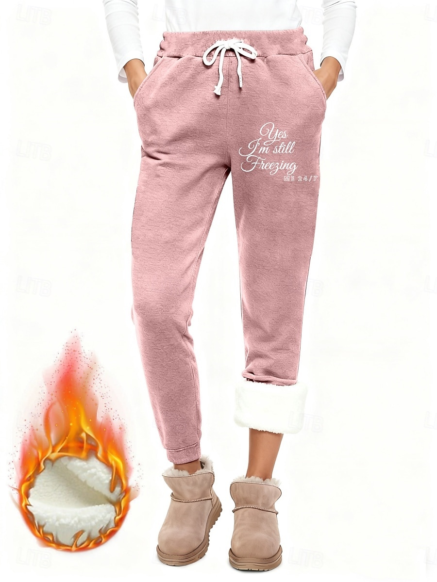 Damskie Spodnie polarowe Spodnie Moda Podstawowy Codzienny Pełna długość Wysoka talia Litera Ściągana na sznurek Kieszeń Elastyczny pas Keep Warm Odporność na wiatr Wygodne Elastyczny Urlop Ulica 2026 - $26.99 –P4