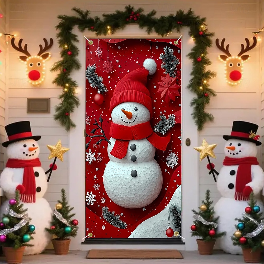 Jul Affischer Dörrskydd Utomhus banderoller Snögubbe Strumpbyxor söt stil 3D Fest Studentboende Tonårsrum Killar Man Cave Frat Sovrum Bakgrundsfotografering Ytterdörr Heminredning 2026 - $19.99 –P10