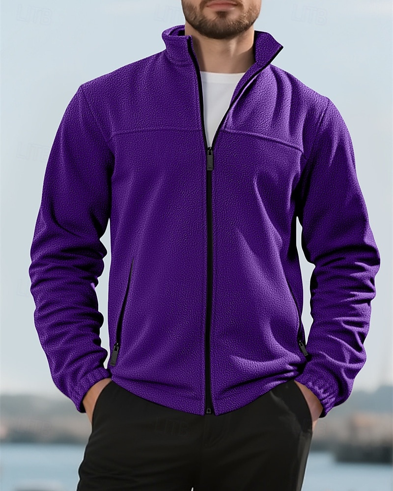 Herre Genser Fleecegenser Genser med full glidelås Aprikos Svart Lilla Oransje lysegrå Opprett krage عادي Ta igjen glidelåsen Lomme Sport & Utendørs Daglig Ferie Polyester Gatemote Grunnleggende 2026 - $36.99 –P1