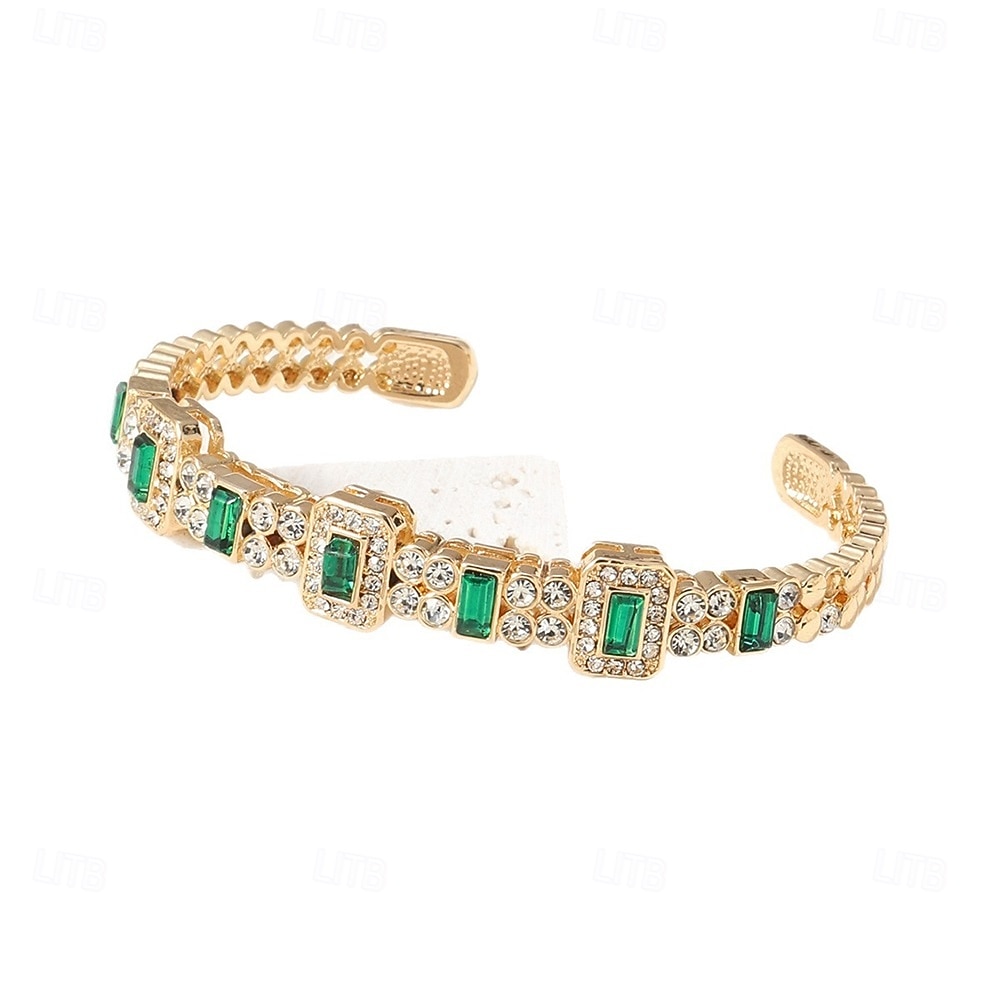 Bracelet Classique Zircon Forme de Lettres Élégant ancien Tendance Bracelet Bijoux Argent Doré Carré pour Mariage Soirée Fiançailles Bal de promo de 2026 ? $10.99 –P2