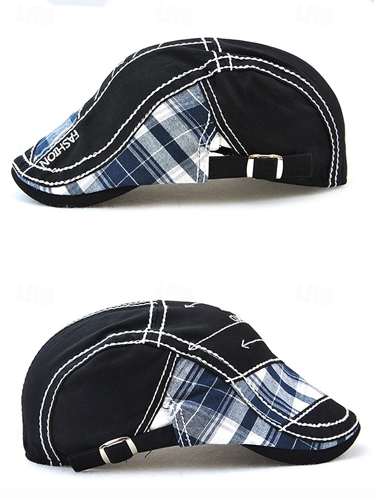 Casquette plate à carreaux en coton pour homme, chapeau gavroche vintage en lierre avec coupe ajustable, cadeau de Noël élégant pour les tenues décontractées et les voyages en plein air de 2025 ? $18.99 –P9
