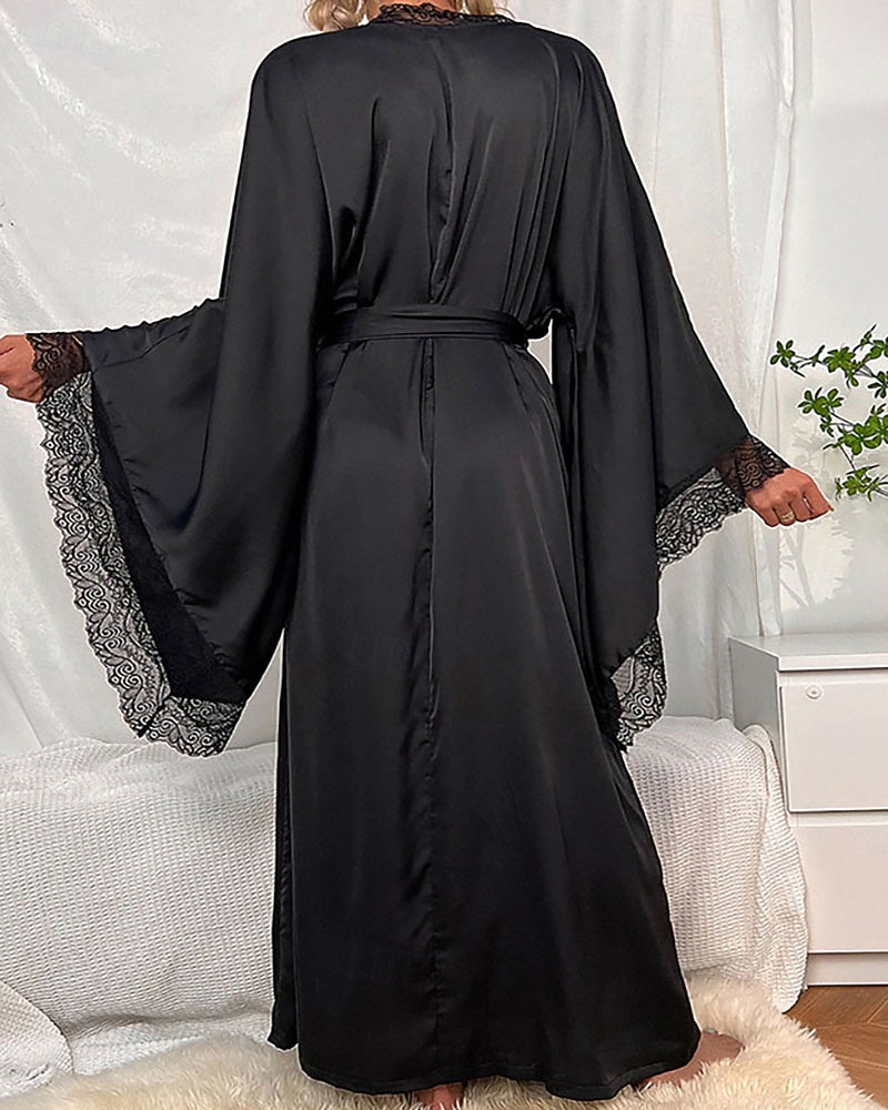 Γυναικεία Πυτζάμες Σαλόνια Νυχτικιά Ολόσωμες Φόρμες Ζεστό Μοντέρνα Σέξι Μονόχρωμες Σατέν Μεταξωτές Πιτζάμες Πιτζάμες Κορδόνι Δαντέλα Σπίτι Μακρυμάνικο Λαιμόκοψη V 2026 - $44.99 –P15